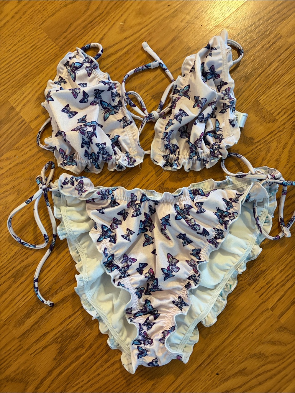 ASOS Butterfly Print Ruffle Bikini Set
